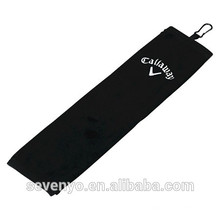 Toalla de golf 100% algodón negro toalla de golf GYM toalla de deporte logotipo personalizado ST-013